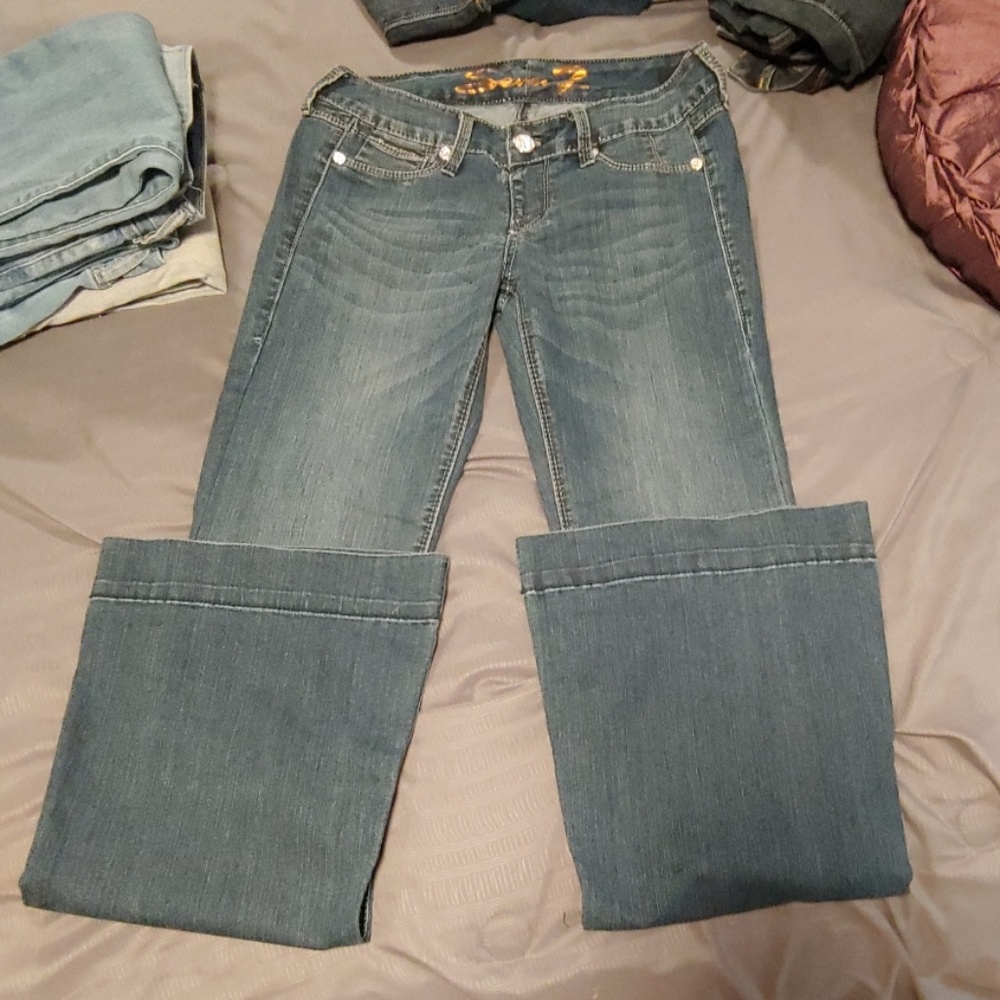 7 For All Mankind Low rise Flares Long length!